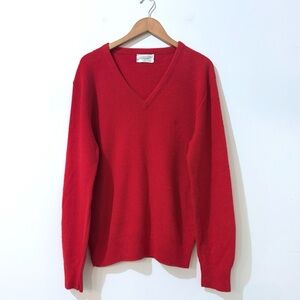 Dior Red Signature Textured V-Neck Knit Sweater Unisex Large Vintage Boyfriend